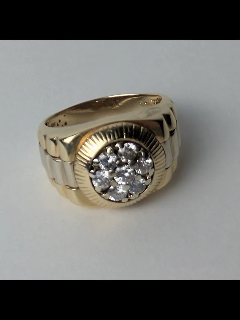 Two Tone 14k Men's Rolex 0.5 carat diamonds   Cluster Ring 9.3gr heirloom sz 9.5